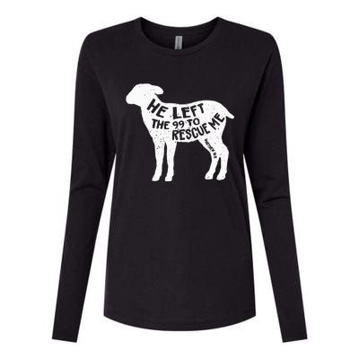 He Left The 99 To Rescue Me Matthew 1812 Lamb Christian Womens Cotton Relaxed Long Sleeve T-Shirt