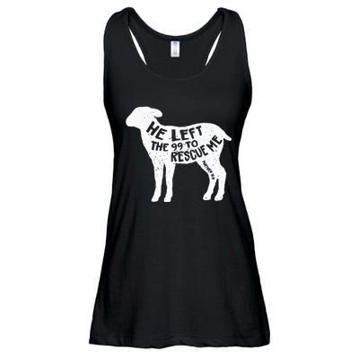 He Left The 99 To Rescue Me Matthew 1812 Lamb Christian Ladies Essential Flowy Tank