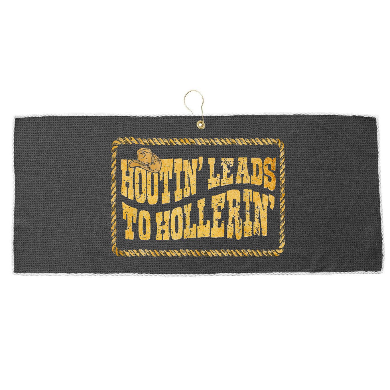 Hootin Leads To Hollerin Cowboy Groovy Large Microfiber Waffle Golf Towel