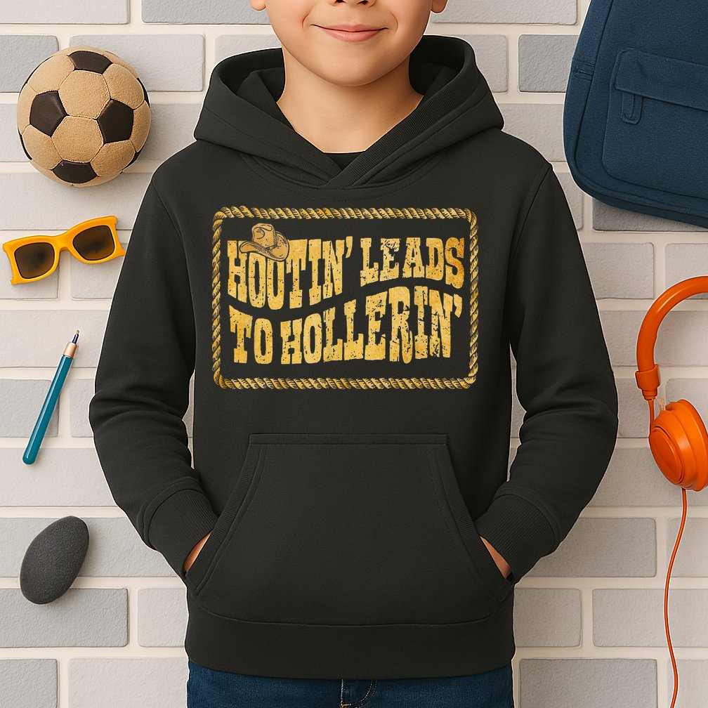 Hootin Leads To Hollerin Cowboy Groovy Kids Hoodie