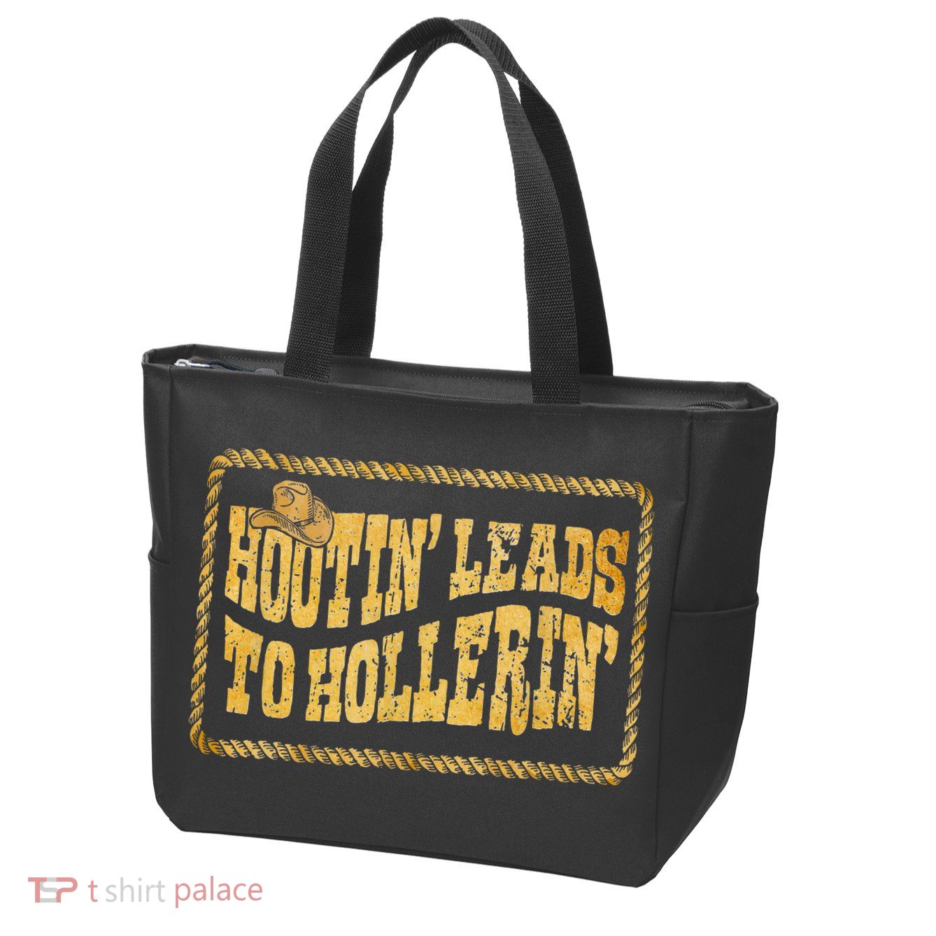 Hootin Leads To Hollerin Cowboy Groovy Zip Tote Bag
