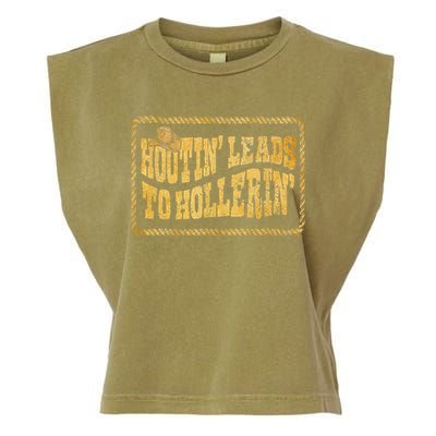 Hootin Leads To Hollerin Cowboy Groovy Garment-Dyed Women's Muscle Tee