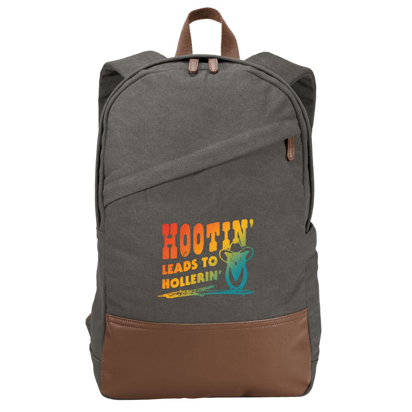 Hootin Leads To Hollerin Cotton Canvas Backpack