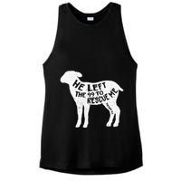 He Left The 99 To Rescue Me Matthew 1812 Lamb Christian Ladies PosiCharge Tri-Blend Wicking Tank