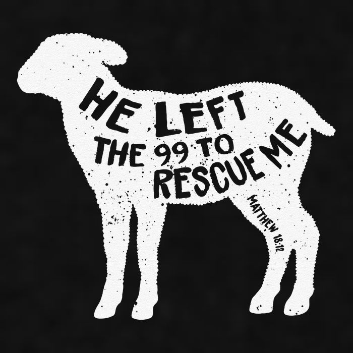 He Left The 99 To Rescue Me Matthew 1812 Lamb Christian Ladies PosiCharge Tri-Blend Wicking Tank