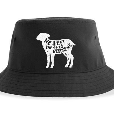 He Left The 99 To Rescue Me Matthew 1812 Lamb Christian Sustainable Bucket Hat