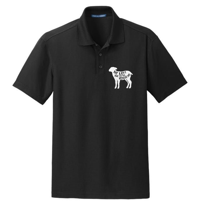 He Left The 99 To Rescue Me Matthew 1812 Lamb Christian Dry Zone Grid Polo