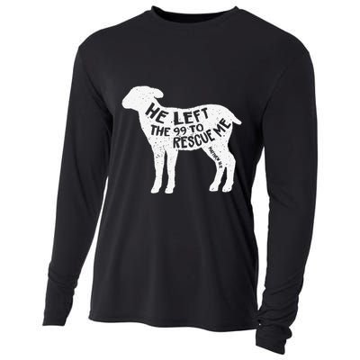 He Left The 99 To Rescue Me Matthew 1812 Lamb Christian Cooling Performance Long Sleeve Crew