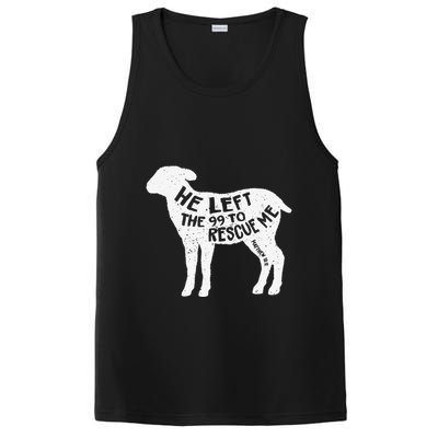 He Left The 99 To Rescue Me Matthew 1812 Lamb Christian PosiCharge Competitor Tank