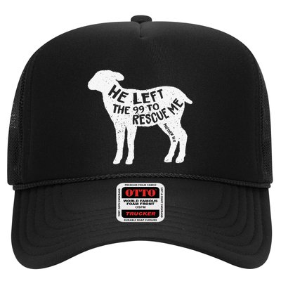 He Left The 99 To Rescue Me Matthew 1812 Lamb Christian Trucker Hat