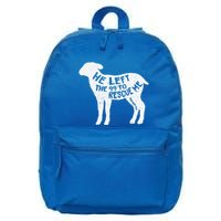 He Left The 99 To Rescue Me Matthew 1812 Lamb Christian 16 in Basic Backpack