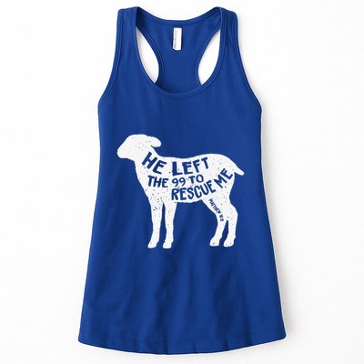 He Left The 99 To Rescue Me Matthew 1812 Lamb Christian Womens Tank Top
