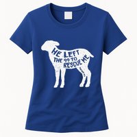He Left The 99 To Rescue Me Matthew 1812 Lamb Christian Womens T-Shirt