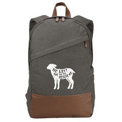 He Left The 99 To Rescue Me Matthew 1812 Lamb Christian Cotton Canvas Backpack