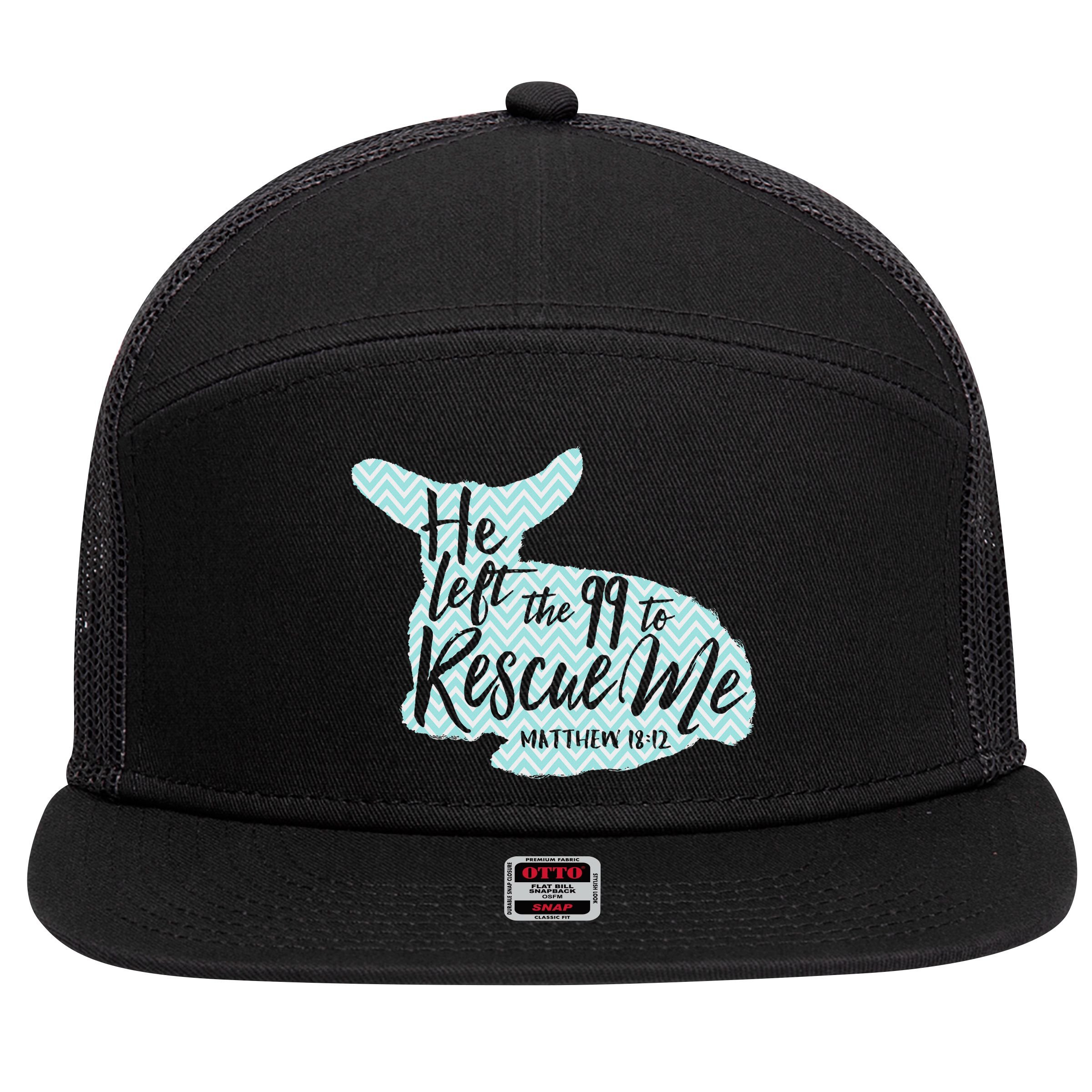 He Left The 99 To Rescue Me Green Chevron Christian 7 Panel Mesh Trucker Snapback Hat