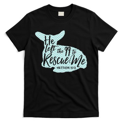 He Left The 99 To Rescue Me Green Chevron Christian T-Shirt