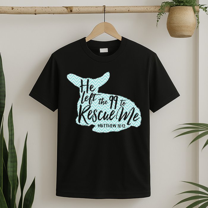 He Left The 99 To Rescue Me Green Chevron Christian T-Shirt