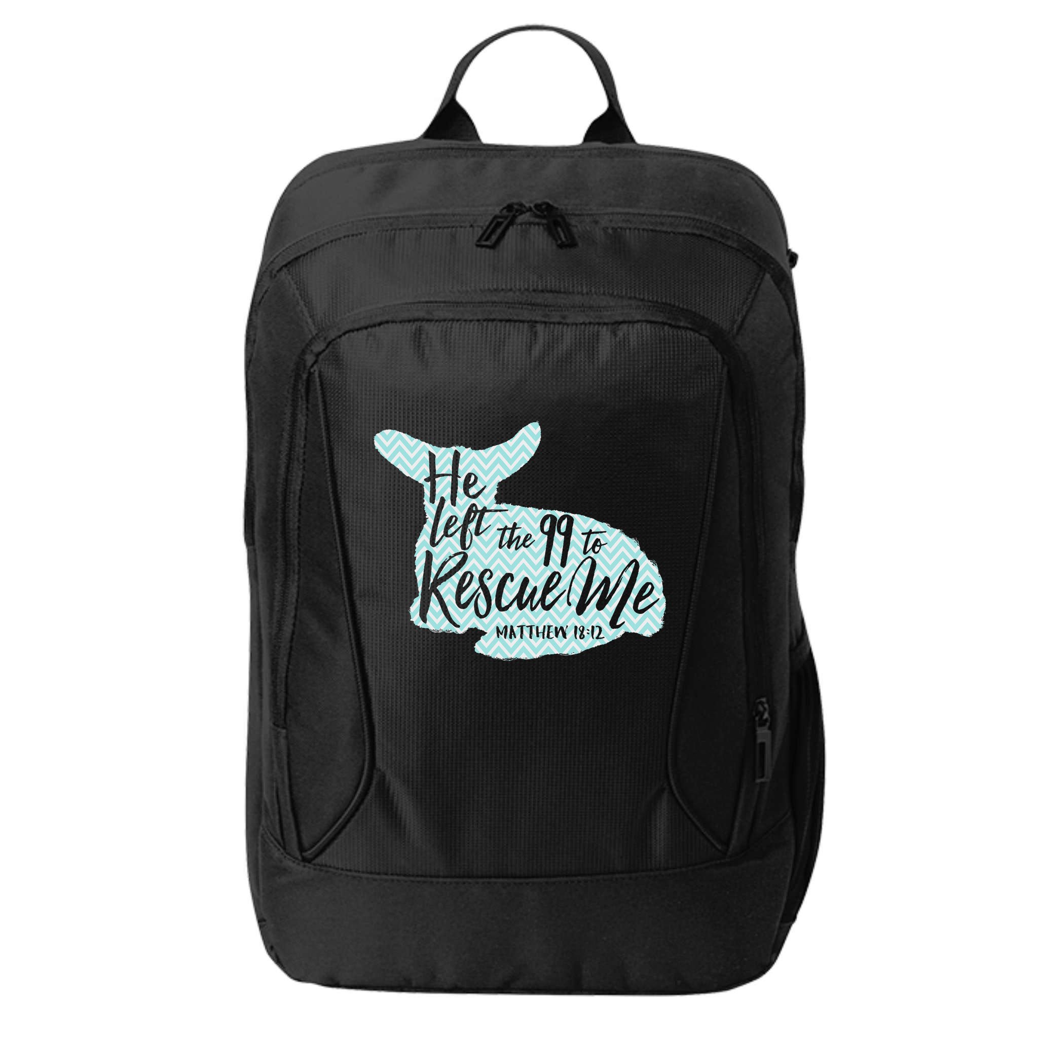 He Left The 99 To Rescue Me Green Chevron Christian City Backpack