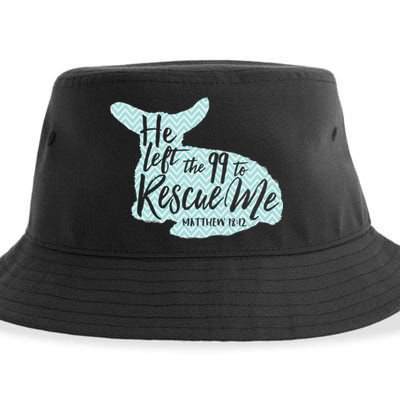 He Left The 99 To Rescue Me Green Chevron Christian Sustainable Bucket Hat