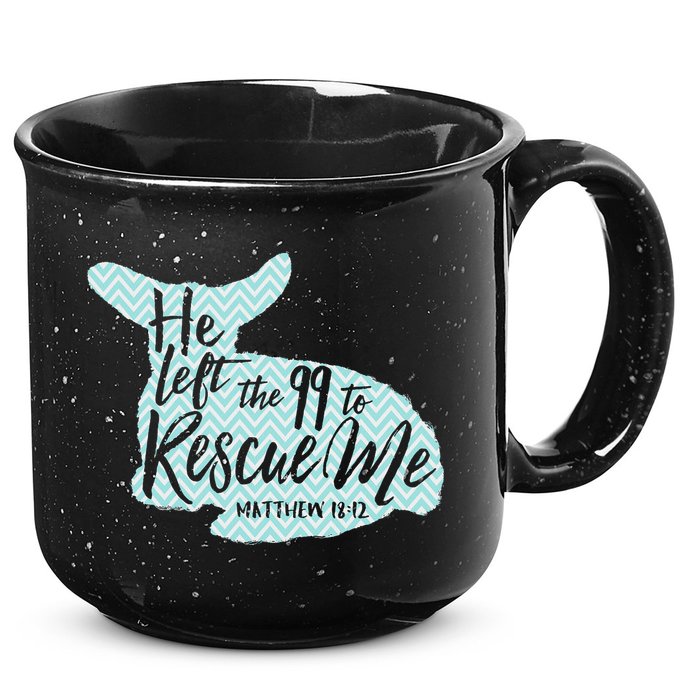 He Left The 99 To Rescue Me Green Chevron Christian 15oz Campfire Ceramic Mug