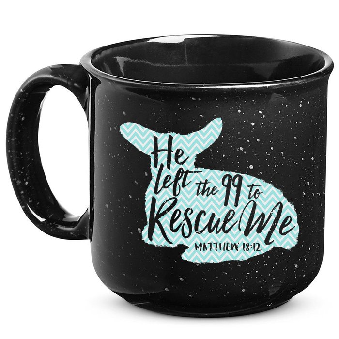 He Left The 99 To Rescue Me Green Chevron Christian 15oz Campfire Ceramic Mug