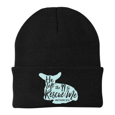 He Left The 99 To Rescue Me Green Chevron Christian Beanie