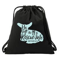He Left The 99 To Rescue Me Green Chevron Christian Drawstring Bag