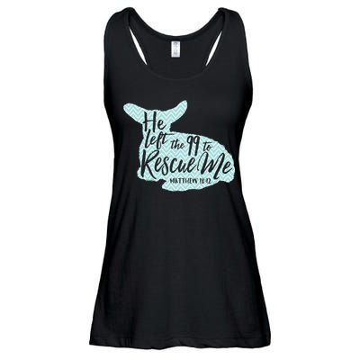 He Left The 99 To Rescue Me Green Chevron Christian Ladies Essential Flowy Tank