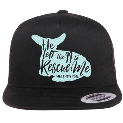 He Left The 99 To Rescue Me Green Chevron Christian Flatbill Hat