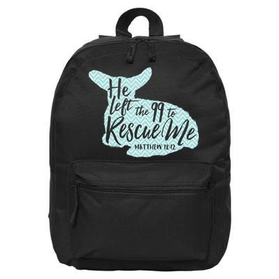 He Left The 99 To Rescue Me Green Chevron Christian 16 in Basic Backpack