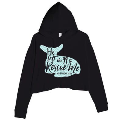 He Left The 99 To Rescue Me Green Chevron Christian Crop Fleece Hoodie