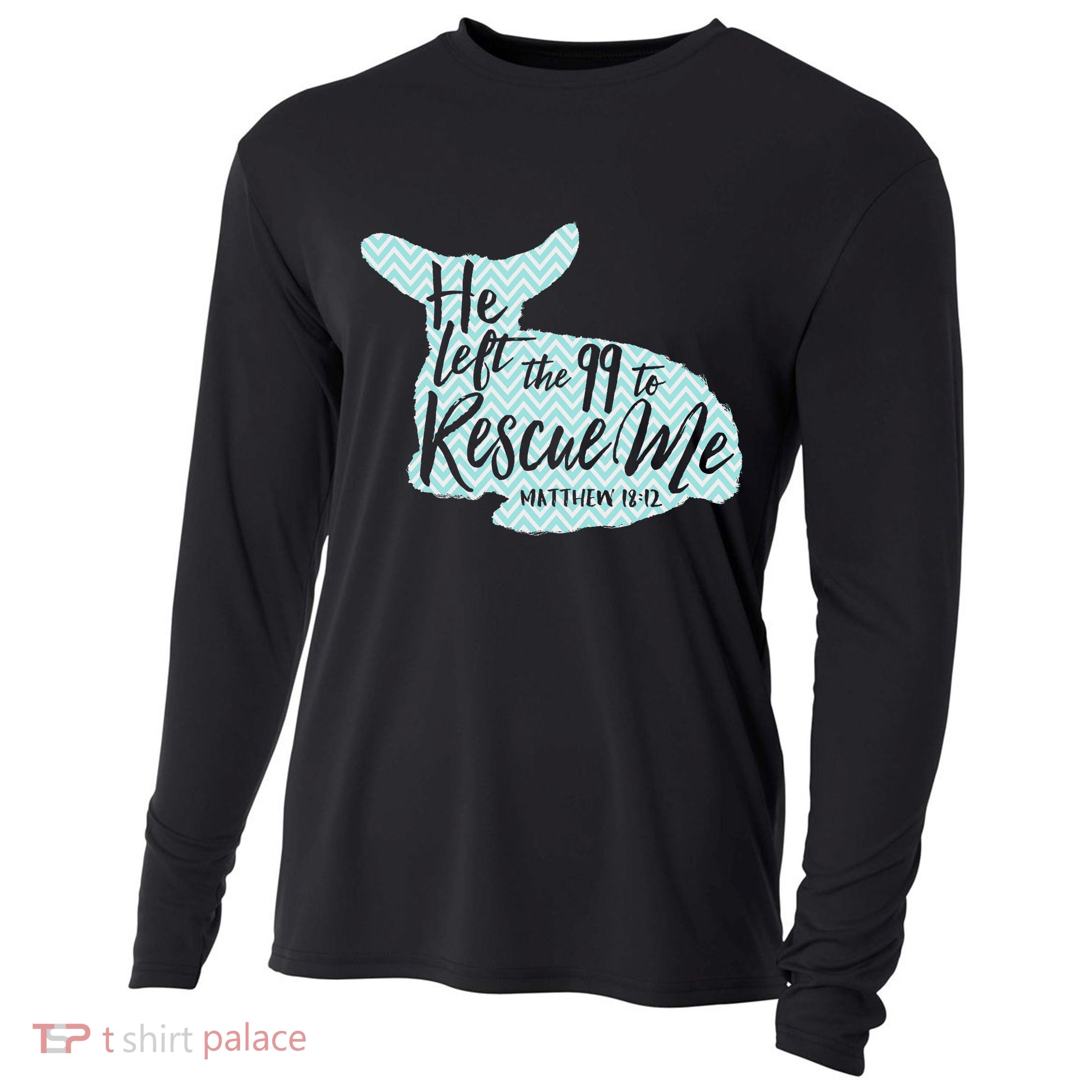 He Left The 99 To Rescue Me Green Chevron Christian Cooling Performance Long Sleeve Crew