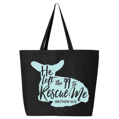 He Left The 99 To Rescue Me Green Chevron Christian 25L Jumbo Tote