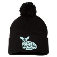 He Left The 99 To Rescue Me Green Chevron Christian Pom Pom 12in Knit Beanie