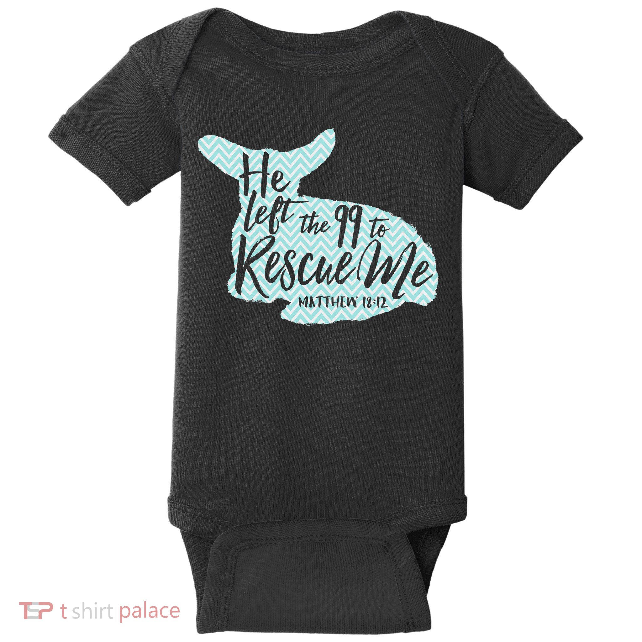 He Left The 99 To Rescue Me Green Chevron Christian Baby Bodysuit