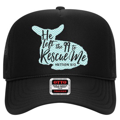 He Left The 99 To Rescue Me Green Chevron Christian Trucker Hat