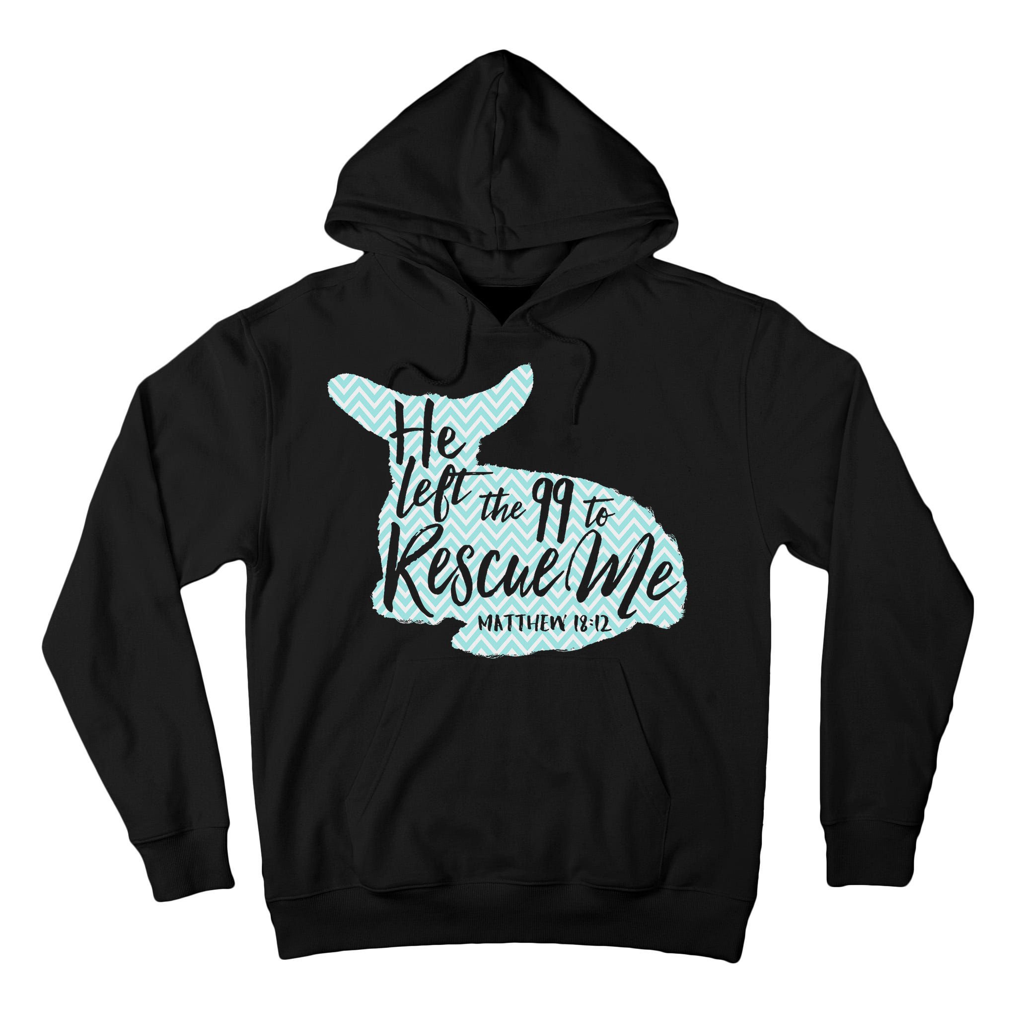 He Left The 99 To Rescue Me Green Chevron Christian Tall Hoodie