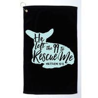 He Left The 99 To Rescue Me Green Chevron Christian Golf Towel