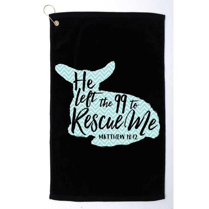 He Left The 99 To Rescue Me Green Chevron Christian Golf Towel