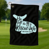 He Left The 99 To Rescue Me Green Chevron Christian Golf Towel