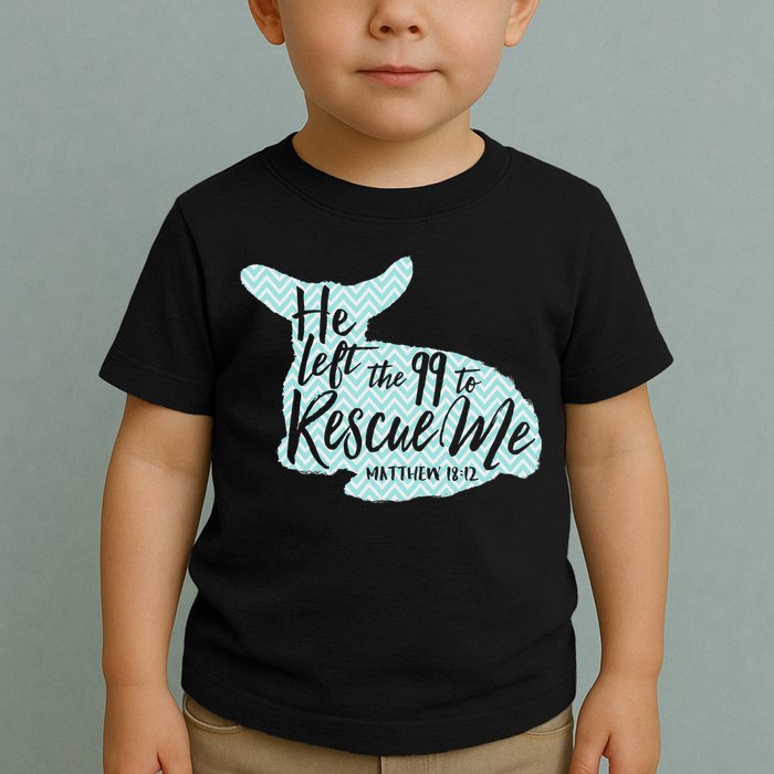 He Left The 99 To Rescue Me Green Chevron Christian Toddler T-Shirt