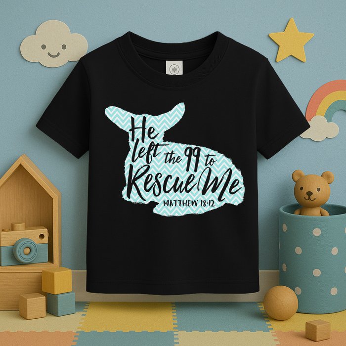 He Left The 99 To Rescue Me Green Chevron Christian Toddler T-Shirt