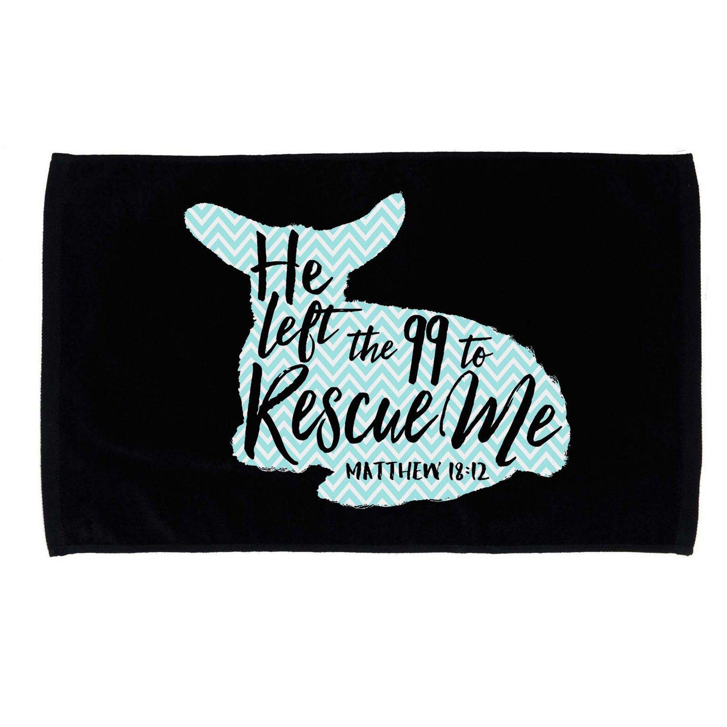 He Left The 99 To Rescue Me Green Chevron Christian Microfiber Hand Towel