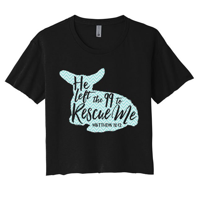 He Left The 99 To Rescue Me Green Chevron Christian Crop Top