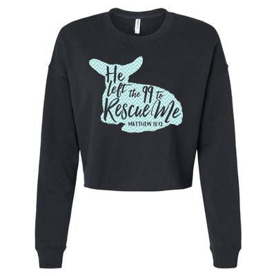 He Left The 99 To Rescue Me Green Chevron Christian Cropped Pullover Crew