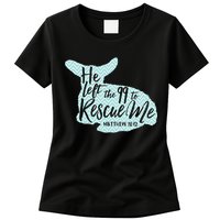 He Left The 99 To Rescue Me Green Chevron Christian Womens T-Shirt