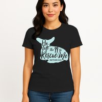 He Left The 99 To Rescue Me Green Chevron Christian Womens T-Shirt