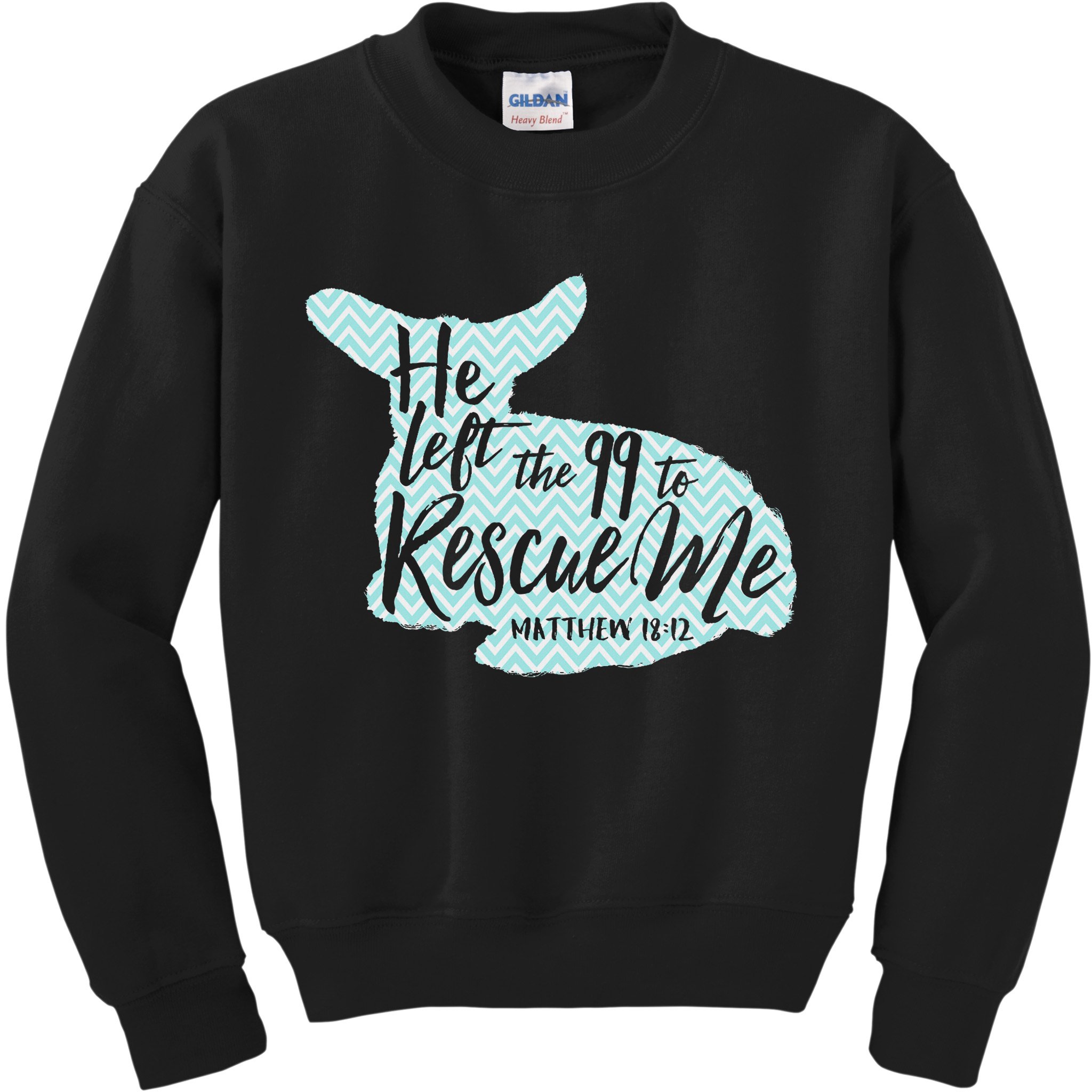 He Left The 99 To Rescue Me Green Chevron Christian Kids Sweatshirt