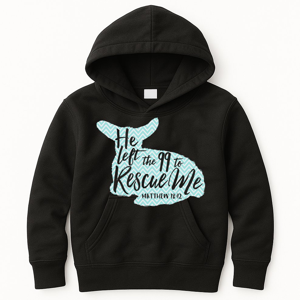 He Left The 99 To Rescue Me Green Chevron Christian Kids Hoodie
