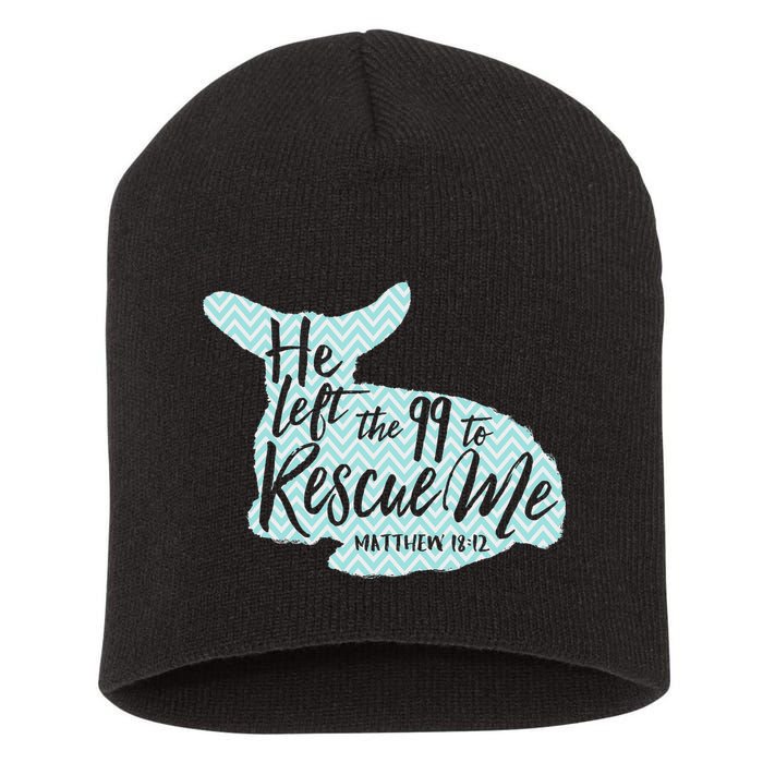 He Left The 99 To Rescue Me Green Chevron Christian Short Acrylic Beanie
